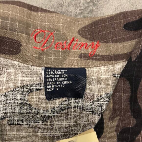 Destiny Jeans Brown Camouflage Jacket Size Small Y2K Gorpcore - Picture 5 of 7